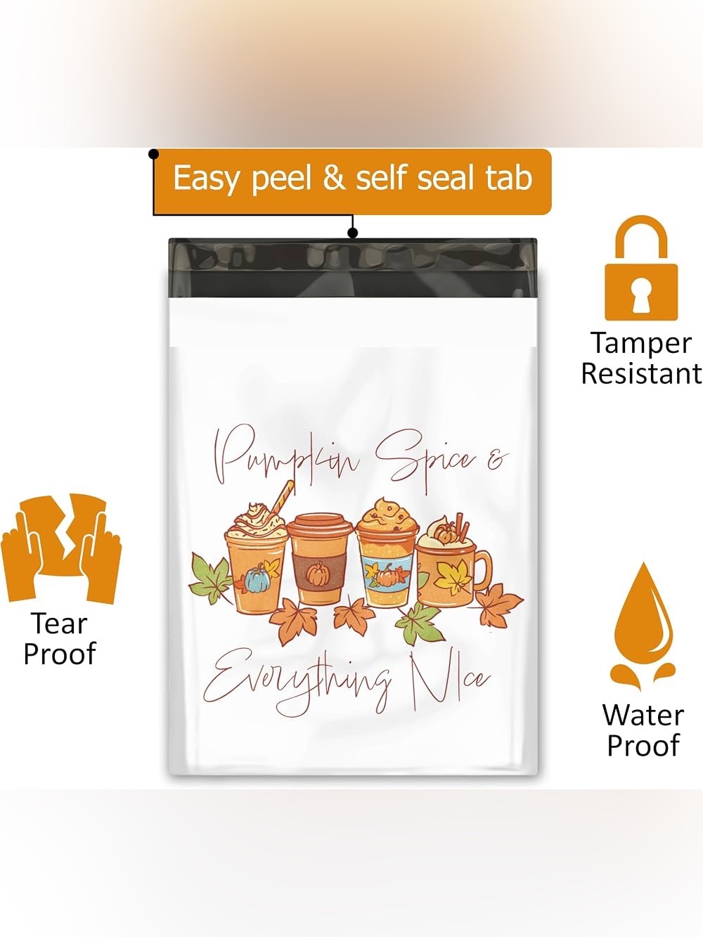 Bundle POLYMAILERS • 10x13 Inch • 15 Pcs • FALL PUMPKIN SPICE • NEW - Picture 3 of 4
